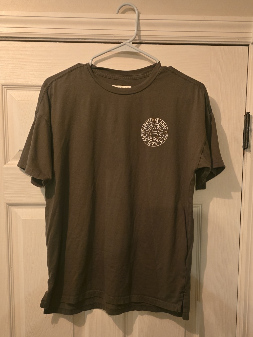Abercrombie & Fitch Boy's Olive Green Crew Neck Logo Tee